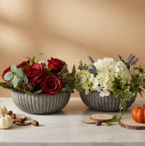 Artikel Rund, räfflad skål, dekorativ behållare för blomsterarrangemang, 20 cm, 2 stycken