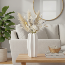 Artikel Ribbad vas, modern keramikvas för torkade blommor, 40 cm