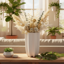 Artikel Ribbad vas, hög dekorativ vas för torkade blommor, 24 cm
