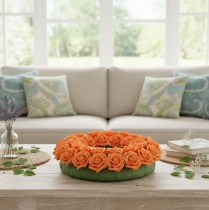 Artikel Konstgjord orange ros, 5 cm blomning, enkel, 100 stycken