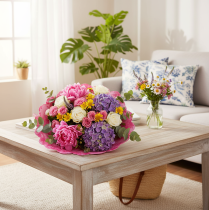 Artikel Rosa Rondella blomkrage för buketter, 48 cm