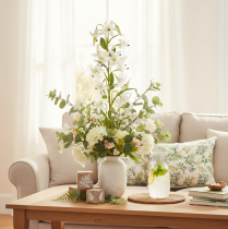 Artikel Konstgjord vit lilja med lång blommande gren, dekorativ, 80 cm
