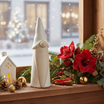 Artikel Dekorativ gnomfigur, ljus keramik, skandinavisk stil, 18 cm, 3 stycken