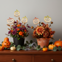 Artikel Dekorativ pumpa med ansikte Halloweendekoration, 31 cm, 12 stycken