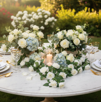 Artikel Konstgjord rosengirlang med vita blommor för dekoration, 170 cm