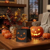 Artikel Papperspåse pumpa ansikte plantering Halloween dekoration 10cm 6st