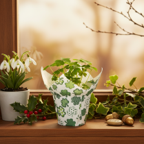 Artikel Pappersblomkruka med klövermotiv, nyårsdekoration, 12 cm, 12 stycken