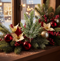 Artikel Konstsnötäckt tallkvist för blomsterarrangemang och adventsdekorationer, 40 cm, 3 stycken