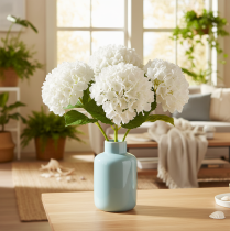 Artikel Konstgjord hortensia med lång stjälk för dekoration, 48 cm