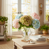 Artikel Konstgjord hortensia dekorationsblomma med stjälk, 46 cm