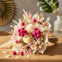 Artikel Craspedia torkad blombukett för blomsterhandel, 55 cm, 20 stycken