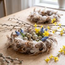 Artikel Fjäderkrans dekorativa fjädrar naturlig påskdekoration Ø15cm 4 st