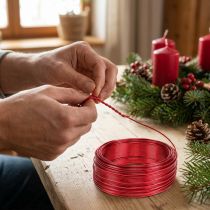 Artikel Röd aluminiumtråd Ø2mm 500g 60m - Smyckestråd, hantverkstråd, dekorativ tråd för blomsterhandel och hantverk