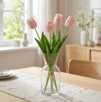 Artikel Tulpan konstgjord rosa stjälkblomma H67cm