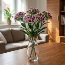 Artikel Skäggig nejlika Konstgjord blomma Lila Vit nejlika 52cm