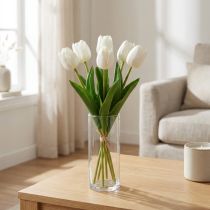 Artikel Vita Tulpaner Dekoration Real Touch Konstgjorda Blommor Vår 49cm 5 st