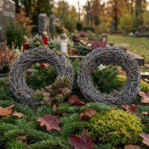 Artikel Grenkrans Ø25cm Vit 2-delad set Minneskrans Borddekoration Dörrkrans Adventskrans