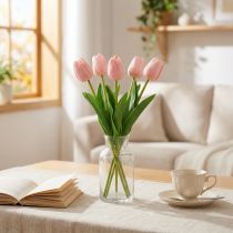 Artikel Konstgjorda blommor tulpanrosa, vårblomma 48cm gäng om 5