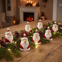 Artikel Keramisk jultomtefigur, röd och vit, 6,4cm – Festlig juldekoration – 6 st