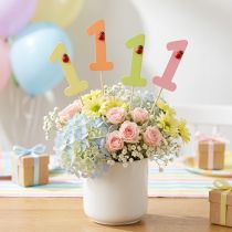 Artikel Nummerplugg födelsedag 1 blomplugg trä 27,5cm 16 st