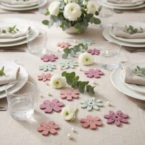 Artikel Scatter dekoration bord blommor trä vit rosa lila 3,5cm 36st