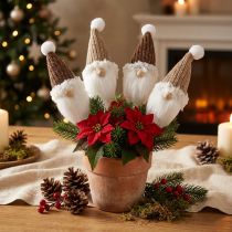 Artikel Dekorativ pluggtomte jul vit brun 4x11cm 4 st