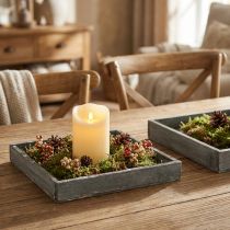 Artikel Bricka trä fyrkantig grå, vit bordsdekoration shabby chic 24,5×24,5 cm 2 st