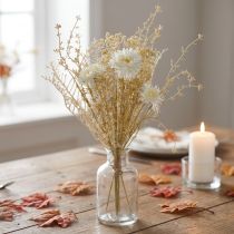 Artikel Konstgjord bukett av asters och baby's breath i beige och vitt, perfekt för bröllopsdekorationer och höstarrangemang, 43 cm