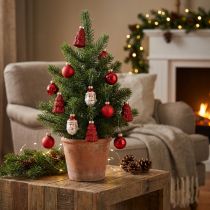Artikel Mini juldekoration figurer och kulor assorterad glas 3cm 9 st