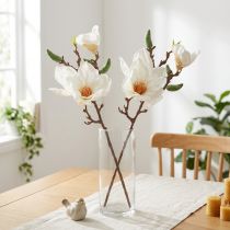 Artikel Magnolia Vit konstgjorda blomknoppar Dekorationsgren H40cm 2st