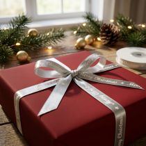 Artikel Julband Merry Christmas Band Silver Vit 10mm 20m