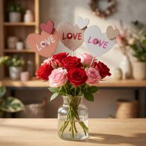 Artikel Blomplugg av trä Love dekorativ plugg 8×7,5cm 12 st