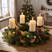 Artikel Ljusstake adventskrans metall mattsvart Ø8cm 4 st