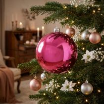 Artikel Julkula plast stor julgranskula rosa Ø14cm
