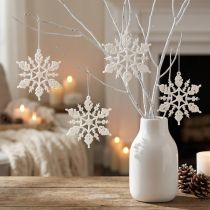 Artikel Snöflinga dekoration vit glitter iskristaller 10cm 12 st