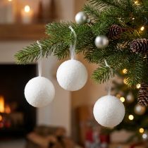 Artikel Snöbollar deco hängare konstsnö Ø5,5cm 6st