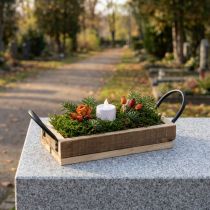 Artikel Träbricka med handtag dekorativ bricka natursvart 25×12,5×5cm