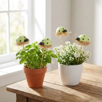 Artikel Nyckelpiga dekorativa blompluggar trä 2,5x3,5x2cm 32st