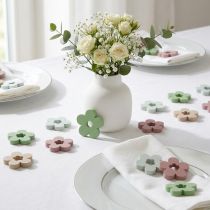 Artikel Spridningsdekoration träblommor bordsdekoration färgad 2 motiv Ø3cm 24 st