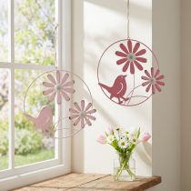 Artikel Dekorring metall hängande dekoration blommor rosa Ø30cm 2st