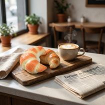 Artikel Bedrägligt realistiska dekorativa croissanter, konstgjorda bakverk 10 cm, matdekorationsset om 2 för skyltfönster och utställningslokaler