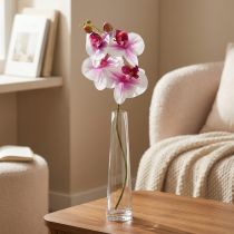 Artikel Orkidé Artificiell Phalaenopsis 4 Blommor Vit Rosa 72cm