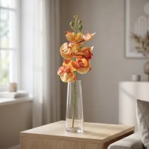 Artikel Konstgjord orkidé Phalaenopsis flammig röd gul 78cm