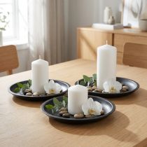 Artikel Dekorativ tallrik rund metall i svart Ø23cm H2,5cm 3 st
