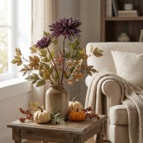 Artikel Konstgjord krysantemum 2 blommor lila Ø5/11cm L70cm