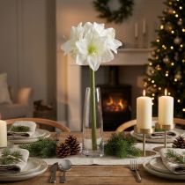 Artikel Konstgjord amaryllisblomma, vit, med stjälk, advent och jul, 50 cm