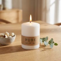 Artikel PURE Nature pelarljus, hållbart naturligt ljus tillverkat av stearin och rapsvax 90/70mm