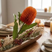 Artikel Konstgjord blomma Banksia Orange Höstdekoration Begravningsblommor 64cm