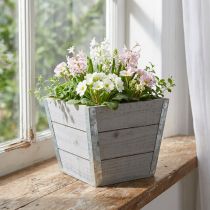 Artikel Blomlåda träkruka shabby chic grå 19x19x15,5cm