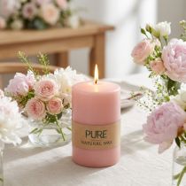 Artikel PURE pelarljus 90/60 rosa dekorativt ljus hållbart naturligt vaxljusdekoration